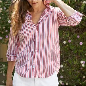 Frank & Eileen Red and White Striped Button Down Shirt